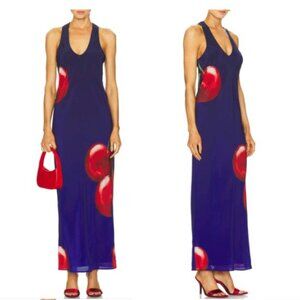 NWT Muma Night Cherry Luis Maxi Dress 100% Silk Medium